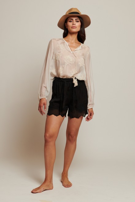 SHORTS CHIFFON SETA NERO