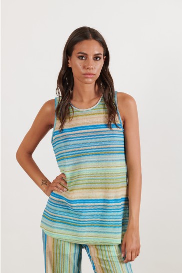 SMANICATA RIGHE VERDE-CELESTE