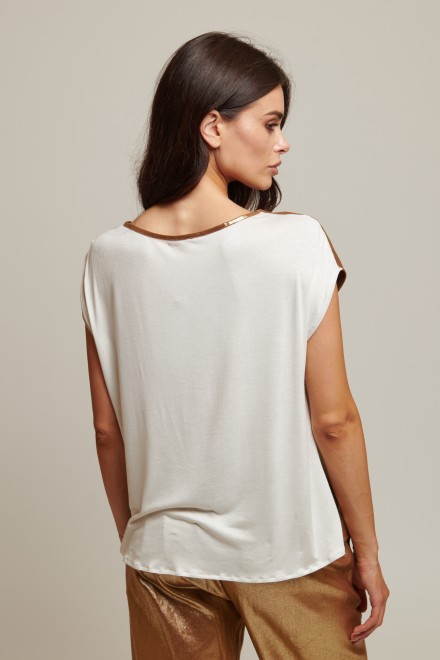 T-SHIRT LINO SPALMATO ORO