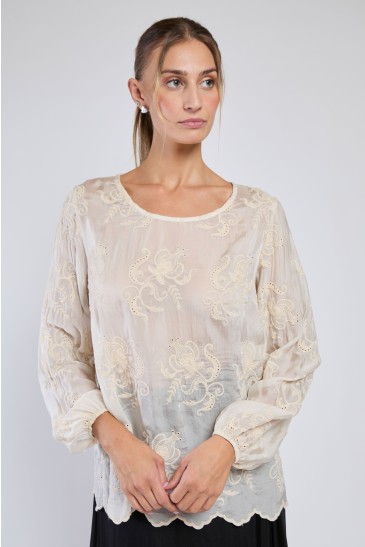 T-SHIRT MANICA LUNGA SUAVE AVORIO