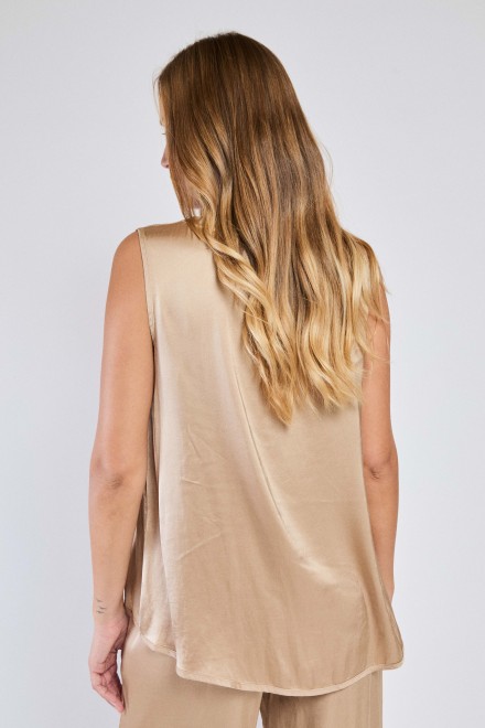 TOP SMANICATO SATIN SABBIA