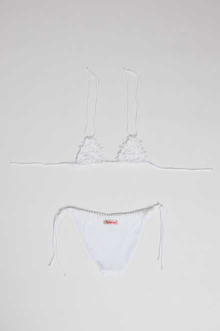 TRIANGOLINO+SLIP LACCI FRANGE BIANCO