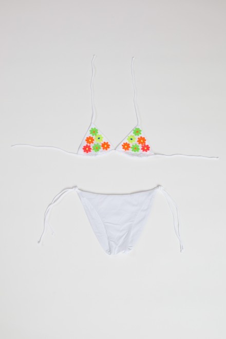 TRIANGOLINO + SLIP LACCI MARGHERITE BIANCO