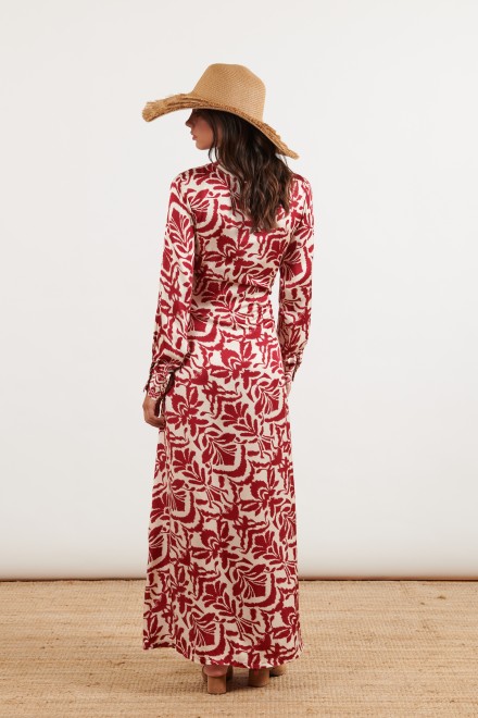 LONG DAMASCUS WALLET DRESS RED