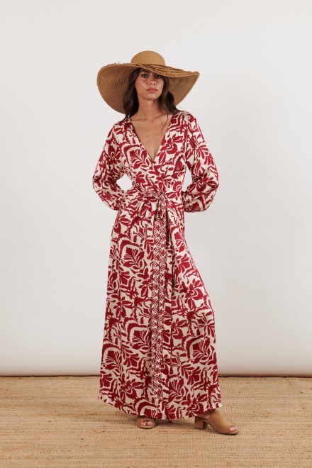 LONG DAMASCUS WALLET DRESS RED