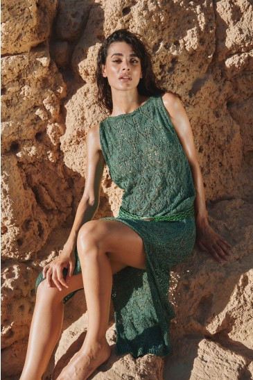 LONG KNIT DRESS GREEN