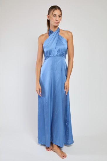 ECLIPSE CROSSOVER LONG DRESS DENIM
