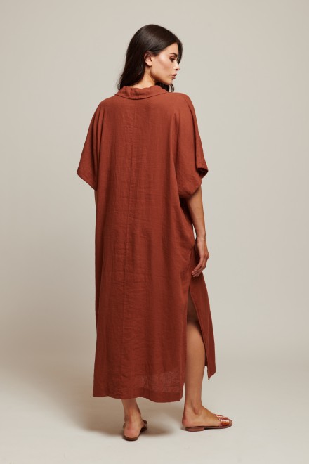 LONG LINEN DRESS CHOCOLATE
