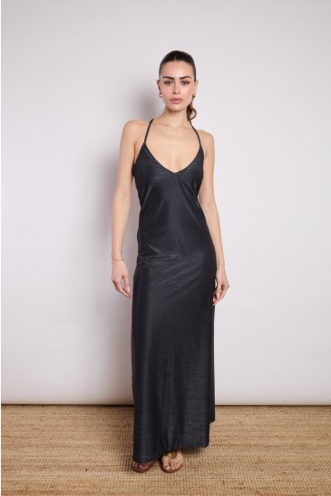 LONG LUREX DRESS BLACK