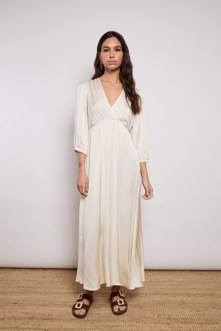 LONG SATIN DRESS IVORY