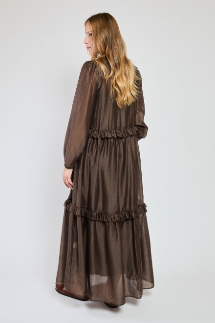 LONG RED GAUZE DRESS CHOCOLATE