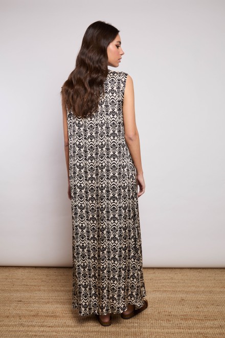 DAMASCUS LONG SLEEVELESS DRESS BLACK