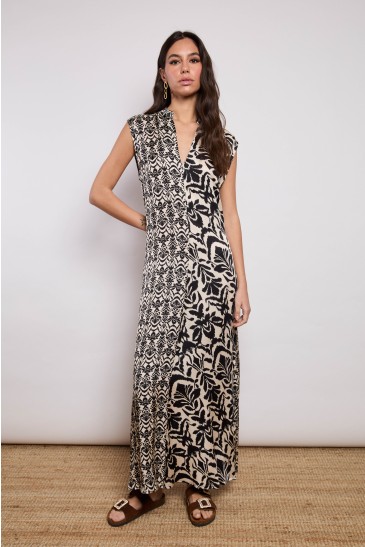 DAMASCUS LONG SLEEVELESS DRESS BLACK