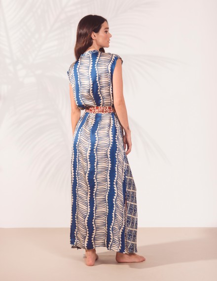 LONG SLEEVELESS DRESS FOULARD