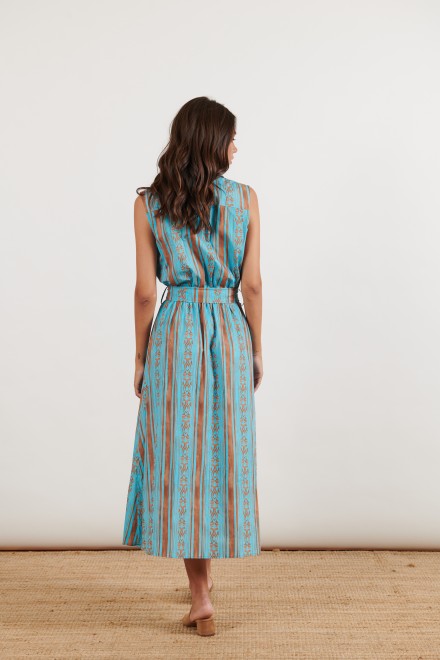GRECA LONG SLEEVELESS DRESS CHOCOLATE