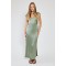 LONG SLEEVELESS SATIN DRESS MILITARY