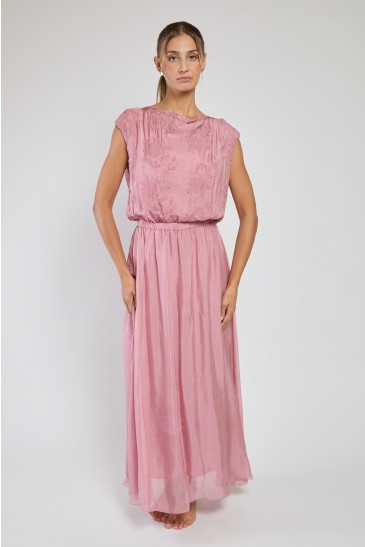 LONG SLEEVELESS DRESS SUAVE POWDER