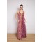 LONG ANIMALIER SHOULDER DRESS BORDEAUX