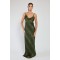 LONG ANIMAL PRINT SHOULDER DRESS GREEN