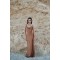 LONG SATIN SHOULDER DRESS BRONZE