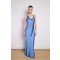LONG SATIN SHOULDER DRESS DENIM