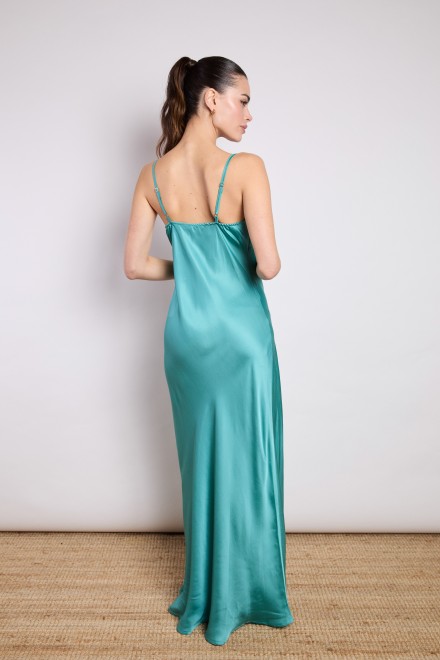 LONG SATIN SHOULDER DRESS MINT