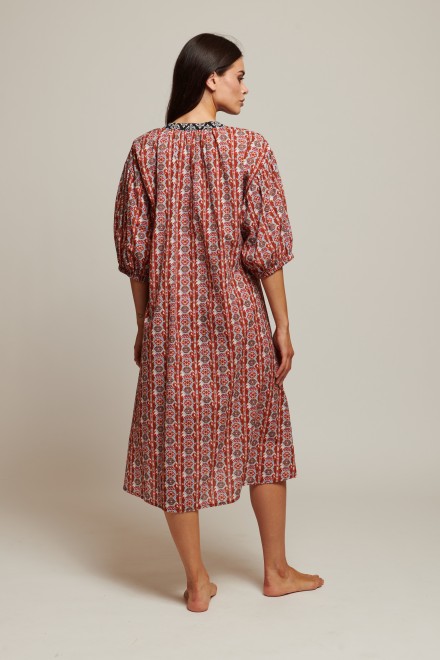 ETHNIC MIDI DRESS BLACK