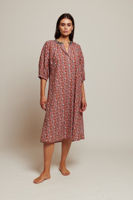 ETHNIC MIDI DRESS BLACK