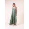 SATIN V-NECK SHOULDER DRESS MILITARE