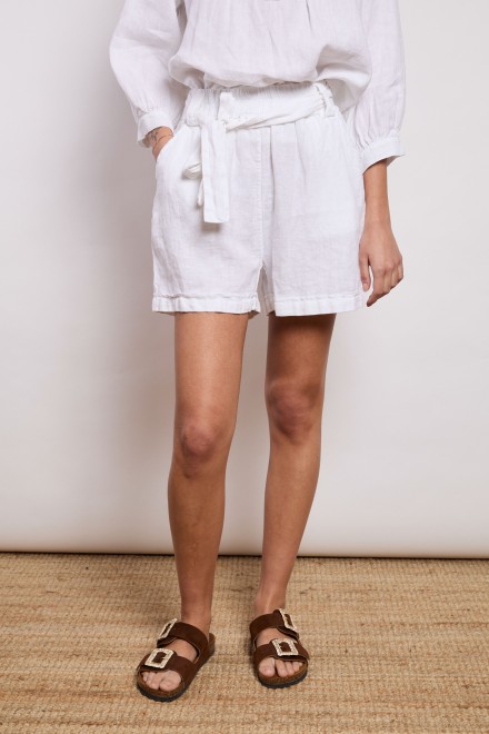 LINEN BERMUDA SHORTS WHITE