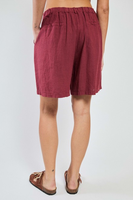 LINEN BERMUDA SHORTS RED