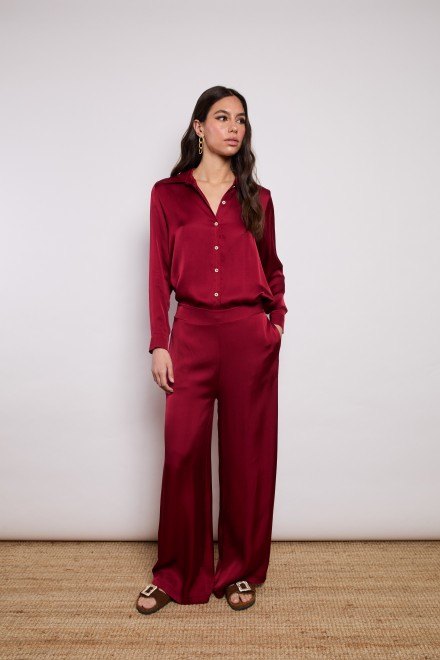 SATIN SHIRT BORDEAUX