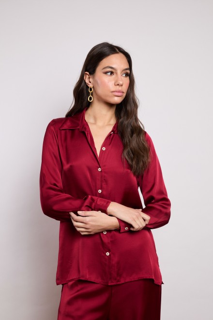SATIN SHIRT BORDEAUX