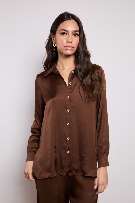 SATIN SHIRT CHOCOLATE