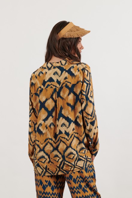 RHOMBUS SHIRT CAMEL-BLUE