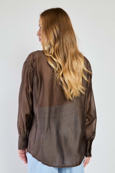 RED GAUZE SHIRT CHOCOLATE
