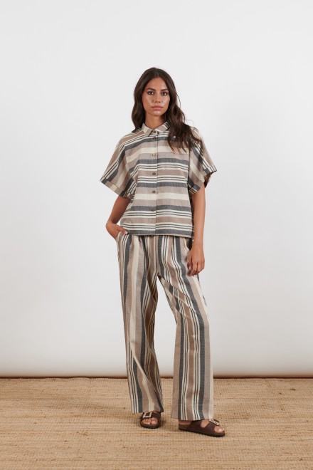 STRIPED BOX SHIRT TAUPE