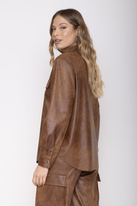 SUEDE SHIRT COGNAC