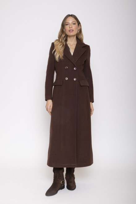 LONG DOUBLE BREASTED COAT CHOCOLATE