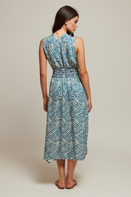 MIDI ANIMAL PATTERN CHEMISIER DENIM