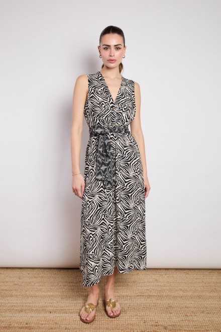 MIDI ANIMAL PATTERN CHEMISIER BLACK