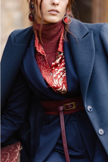 SUEDE BELT WITH DOUBLE TURNS BUCKLE BORDEAUX