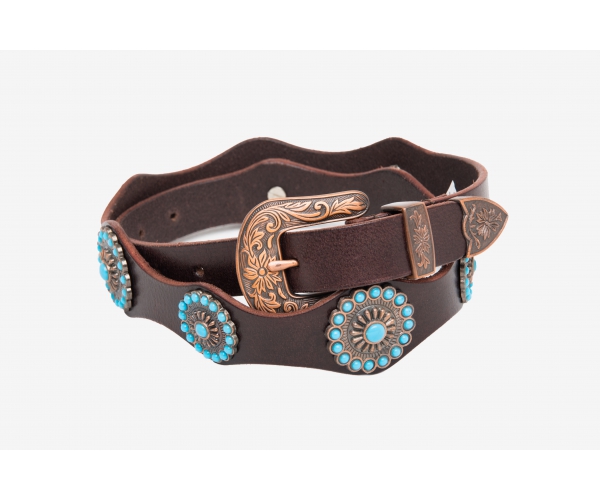 LEATHER BELT STUDS AND TURQUOISE STONES