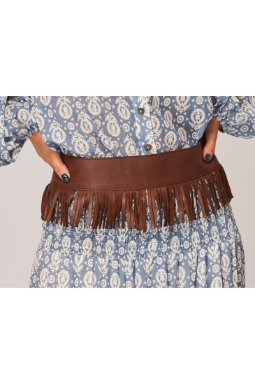 BROWN FRINGED BELT
