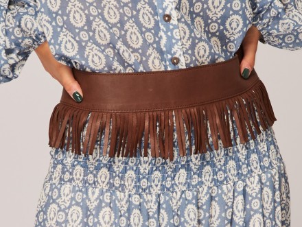 BROWN FRINGED BELT