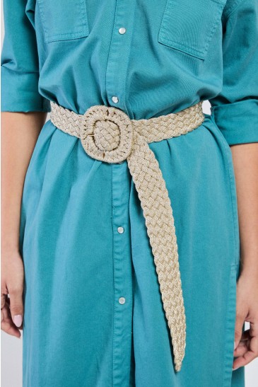 ELASTIC RAFFIA BELT GOLD