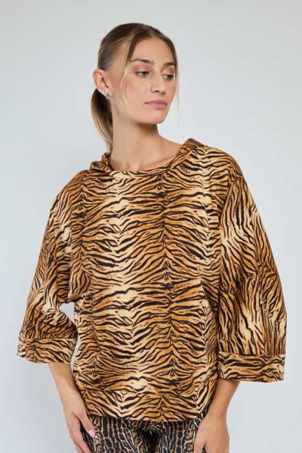 ANIMAL PRINT HOODIE NATURAL