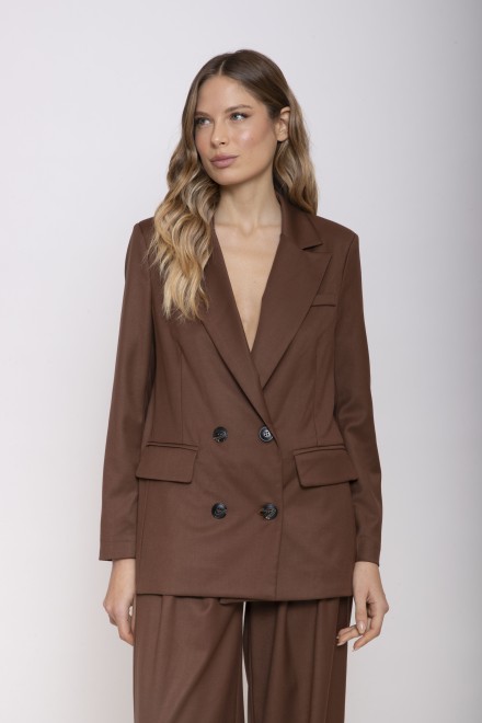 DOUBLE BREASTED CANVAS JACKET TOBACCO
