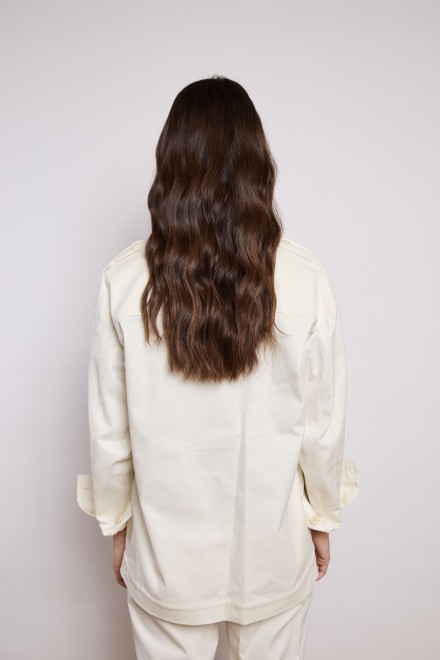 GABARDINE TRIM JACKET MILK