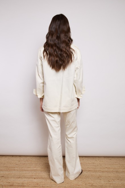 GABARDINE TRIM JACKET MILK